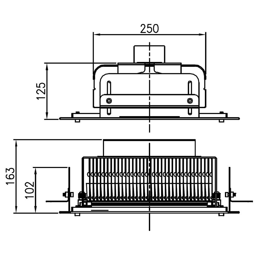 Projecteur led AZURITE Canopy 150W Plan mécanique