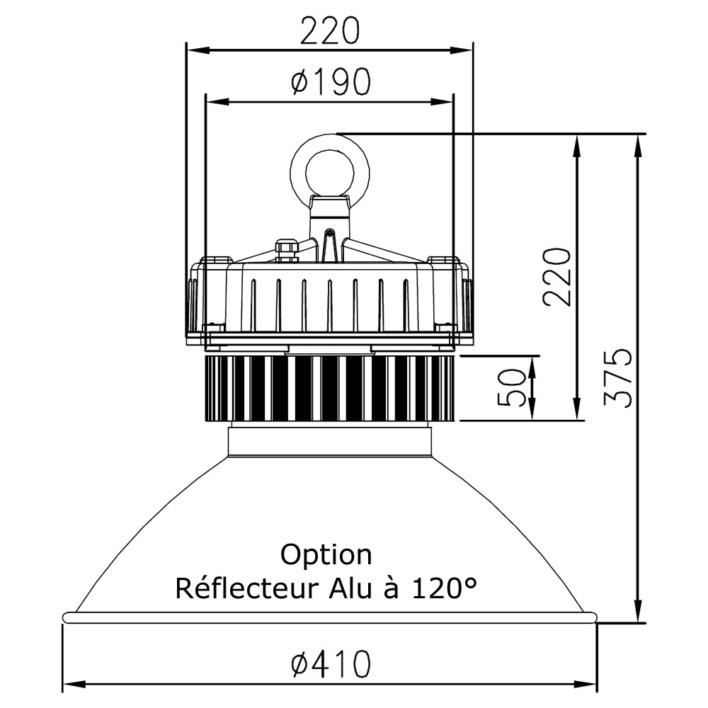 Armature led QUARTZ Eco 30W Plan mécanique