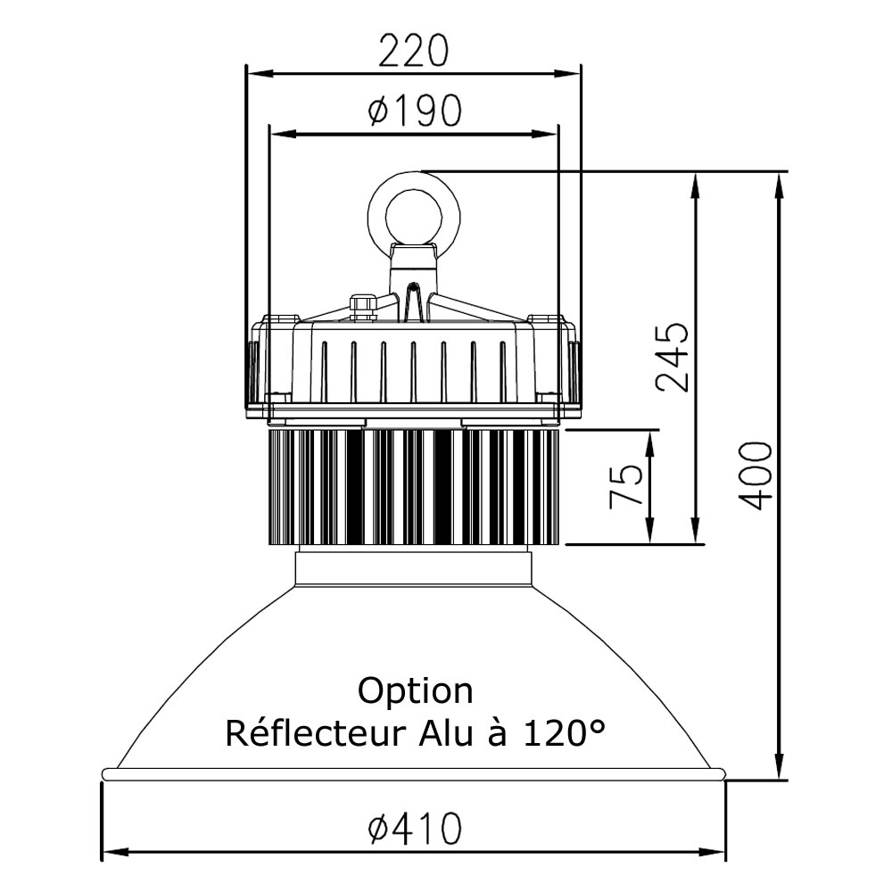 Armature led QUARTZ Eco 60W Plan mécanique