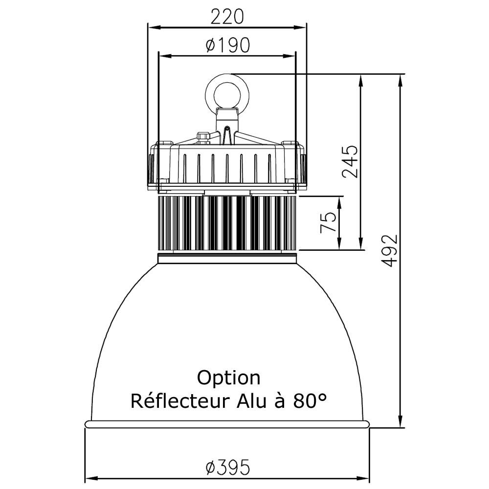Armature led QUARTZ Eco 60W Plan mécanique