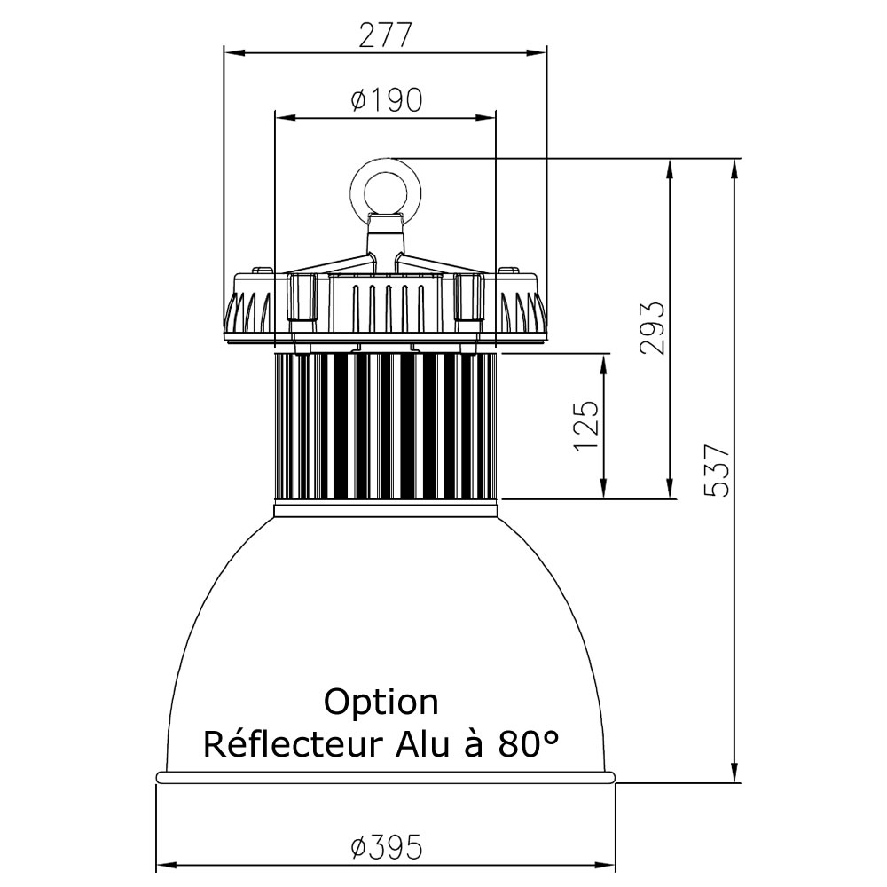 Armature led QUARTZ Eco 100W Plan mécanique