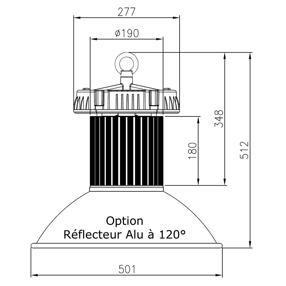 Armature led QUARTZ Eco 150W Plan mécanique