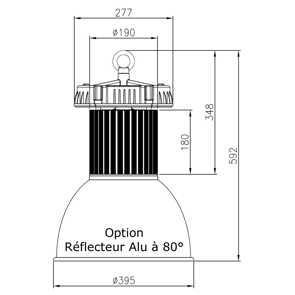 Armature led QUARTZ Eco 150W Plan mécanique