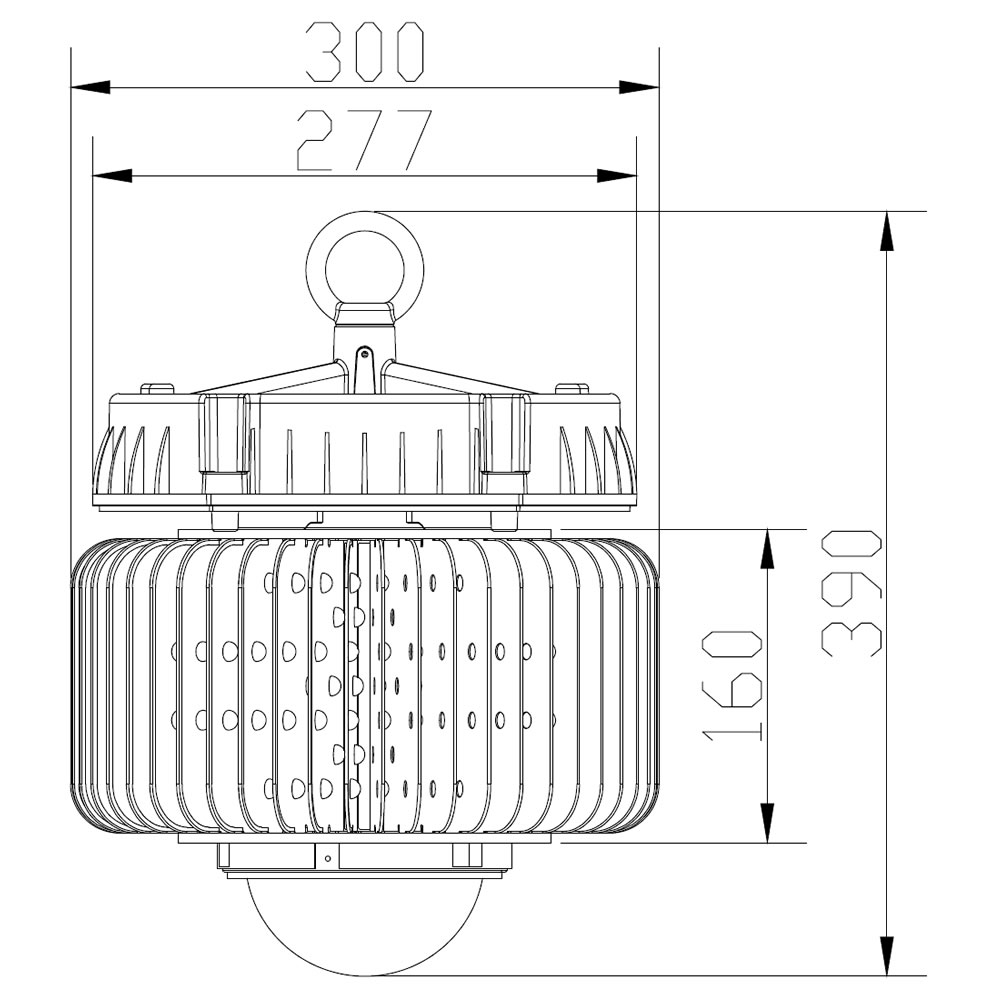 Armature Led QUARTZ 150W Plan mécanique