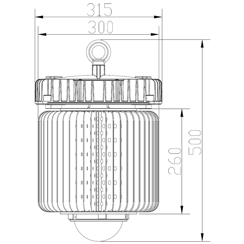 Armature Led QUARTZ 200W Plan mécanique