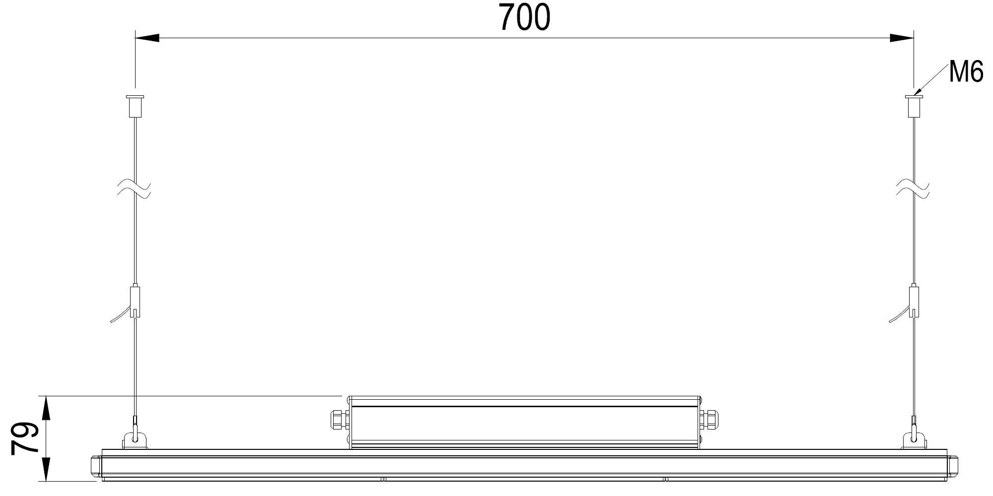 Armature Led AZURITE Rack II 90W plan mécanique