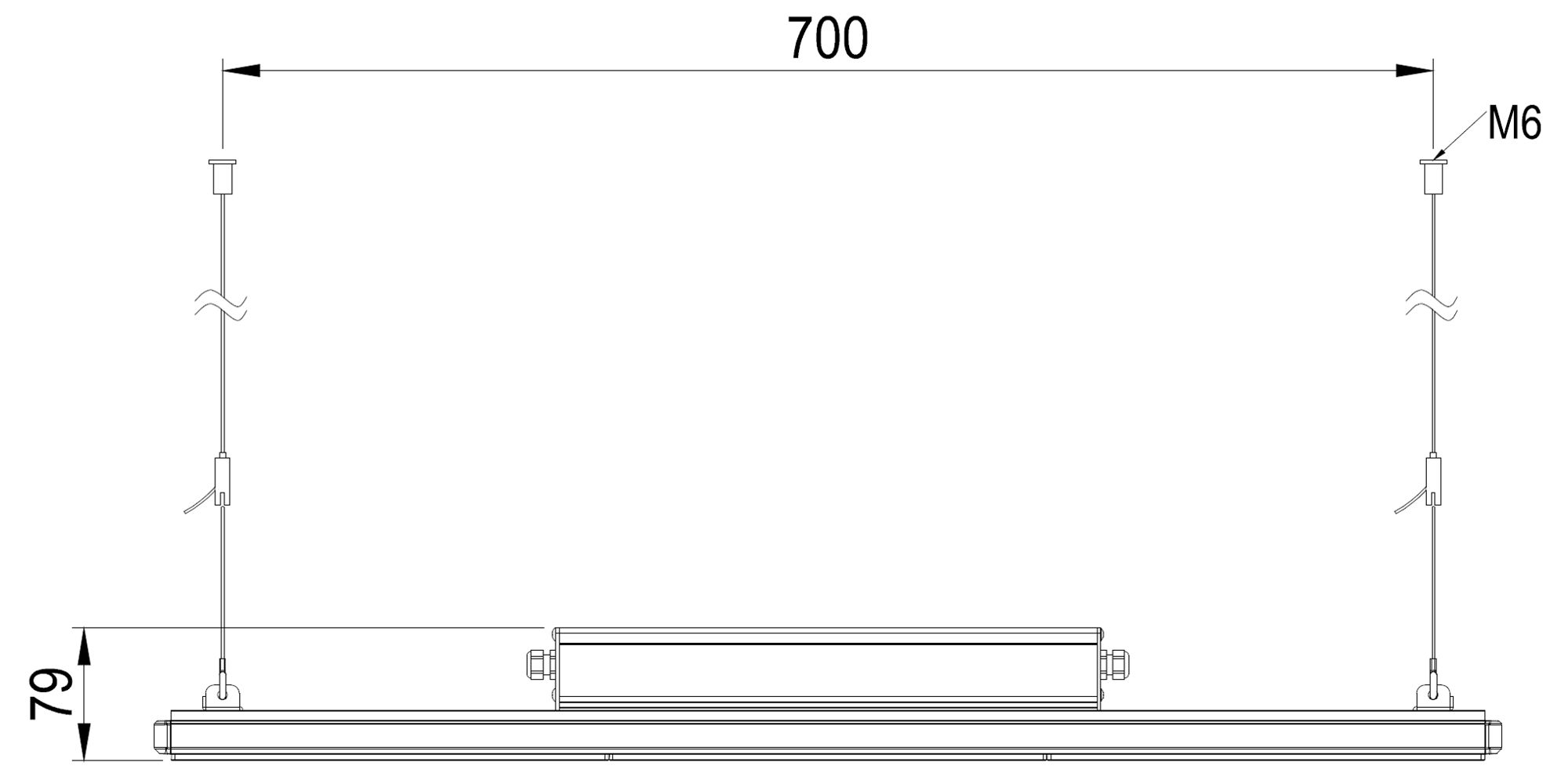 Armature Led AZURITE Rack II 150W plan mécanique